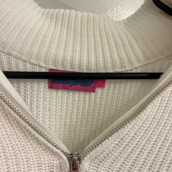 Edikted White and Blue Striped Quarter Zip Sweater - Picture 2 of 4